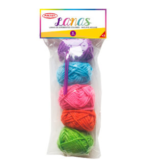 Lana escolar set 5 colores con 2 agujas ARTEL