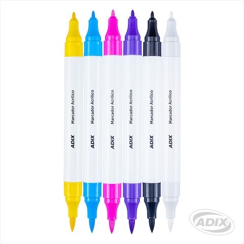 Marcador acrílicco doble punta 6 colores ADIX - Imagen 2