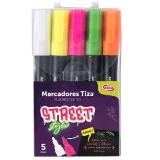 Marcador tiza líquida set 5 colores ADIX